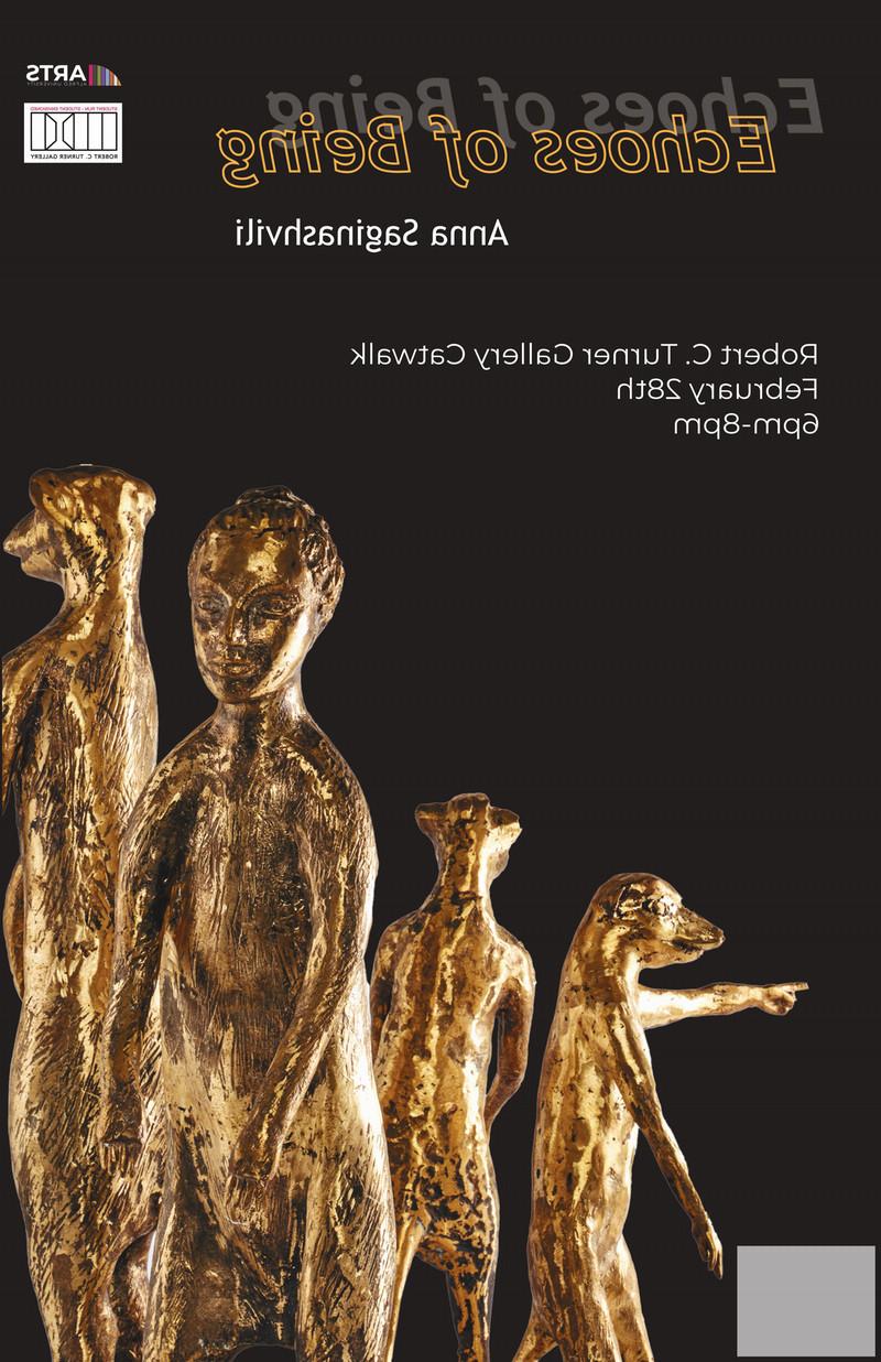 image of golden ceramic figures with event information